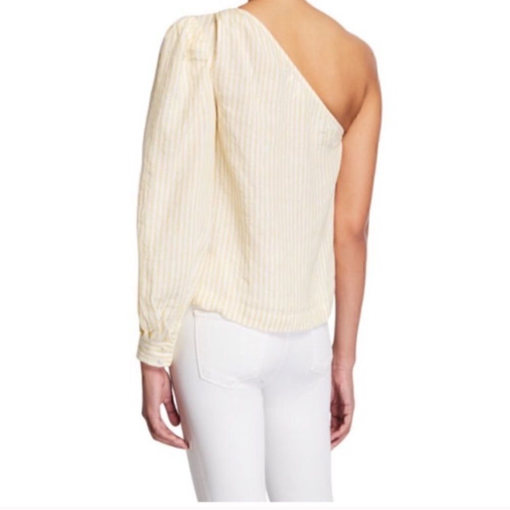 Frame Striped One-Shoulder Linen Top - Picture 2 of 8